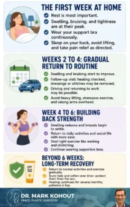 Recovery After Breast Reduction blog image infographics - Mark Kohout