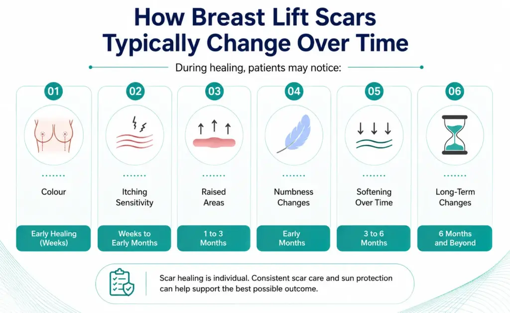 How Breast Lift Scars Typically Change Over Time Infographic on Breast Lift Scars