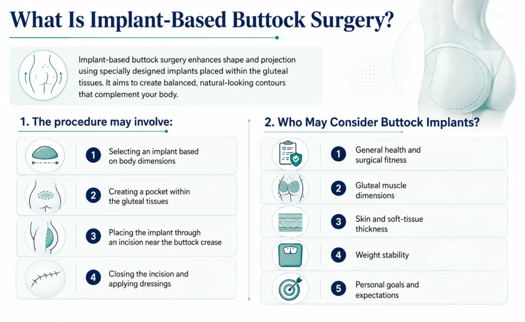 What Is Implant Based Buttock Surgery infographic on Buttock Implant Surgery Safety