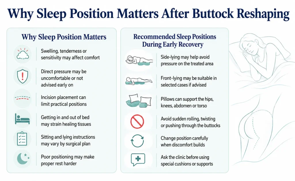 Why Sleeping Position Matters After Buttock Reshaping Infographic on Sleeping After Buttock Reshaping Surgery